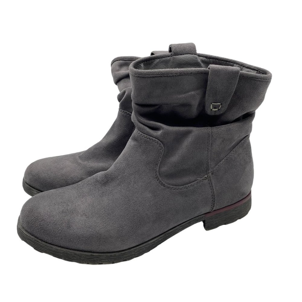 Nine‎ West Stacey slouch ankle booties size 9.5M Grey vegan Micro suede uppers